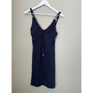 Tommy Bahama Dress Size Small Built-in-bra Pockets Strapless V-neck Navy Blue